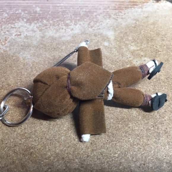 TWO Ninja String Doll Keychain Toys w/Swords Tan/Brown 2.5" x 3" NEW - Picture 10 of 16